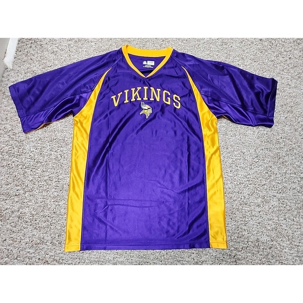 Minnesota Viking Jersey Unisex L NFL Team Apparel Purple Jersey Dazzle Knit 2008